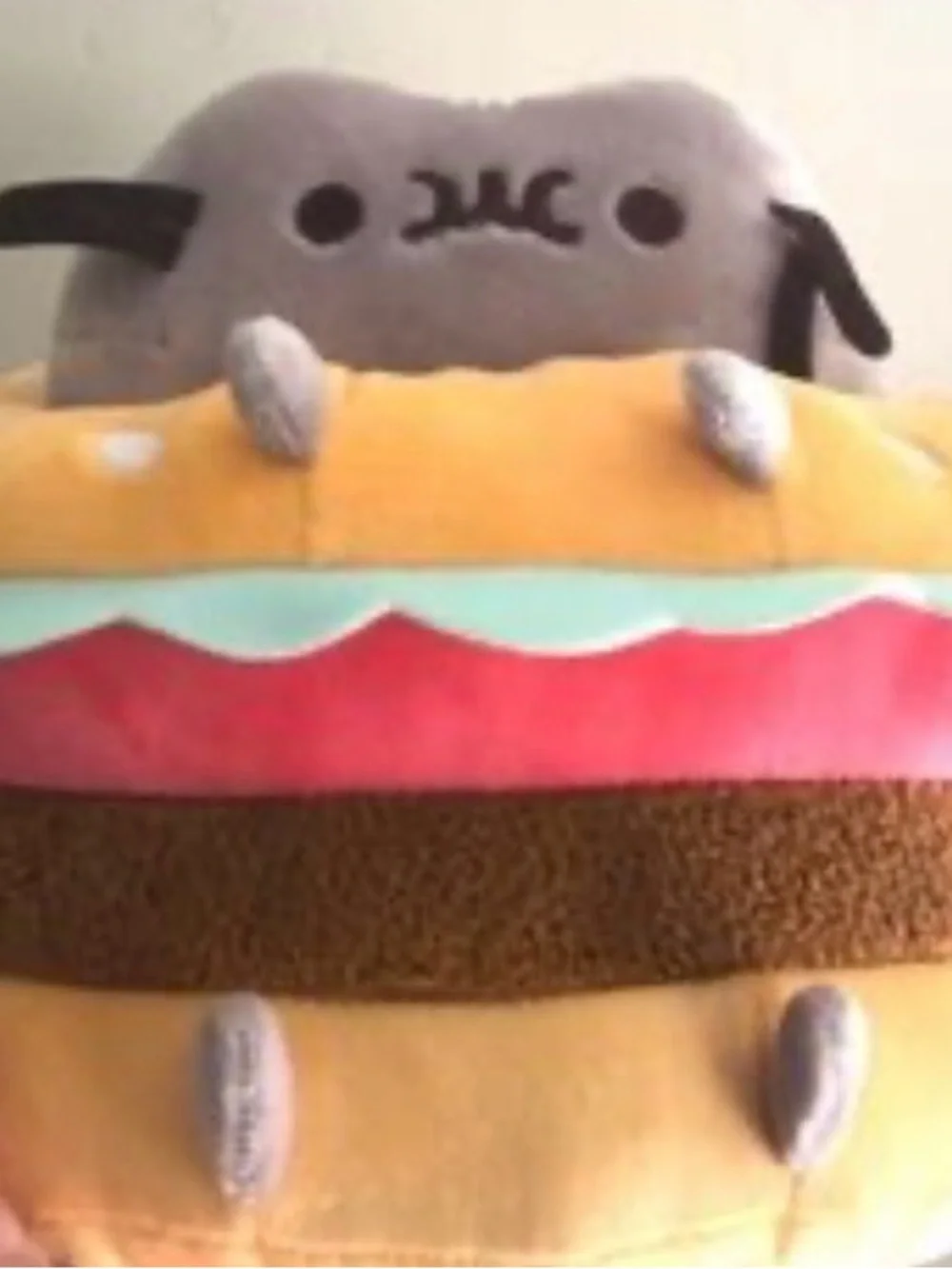 Pusheen Cat Hamburger Bun Plushie Doll Washable Medium size rare find